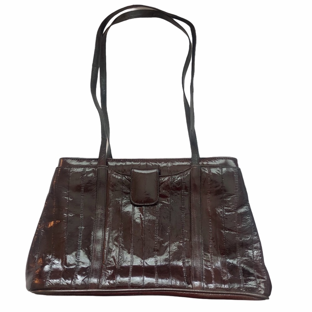 Vintage Chestnut Brown Korean Eel Skin Shoulder Bag LNC